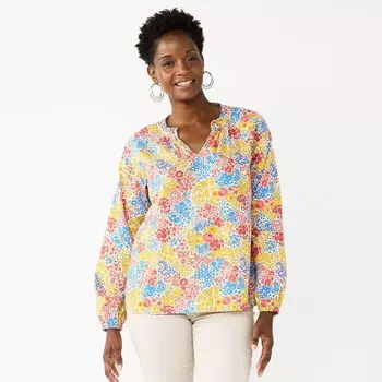 Хлопковая блузка Petite Croft & Barrow с регланами Croft & Barrow