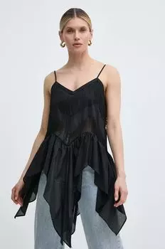 Хлопковая блузка Pinko, черный