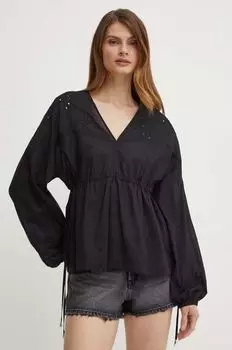 Хлопковая блузка Pinko, черный