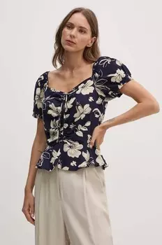 Хлопковая блузка Polo Ralph Lauren, темно-синий