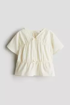 Хлопковая блузка с баской H&M, бежевый