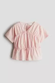 Хлопковая блузка с баской H&M, розовый