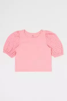 Хлопковая блузка с фигурным узором на рукавах Gap, розовый