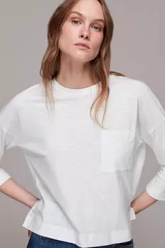 Хлопковая блузка с нашивкой и карманом Whistles, белый