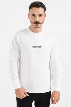 Хлопковая блузка с овальным вырезом Jack & Jones, черный, грязно-белый