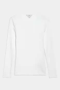 Хлопковая блузка с овальным вырезом Marks & Spencer, белый