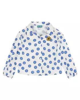 Хлопковая блузка с принтом для девочки Kenzo Kids, белый