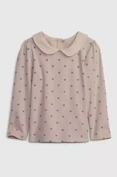 Хлопковая блузка с узором в форме сердечек Gap, розовый
