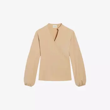 Хлопковая блузка с запахом спереди и завязками сбоку Claudie Pierlot, цвет naturels