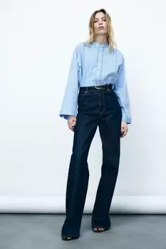 Хлопковая блузка с защипами H&M, синий