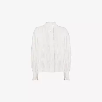 Хлопковая блузка с защипами и оборками Ro&Zo, белый