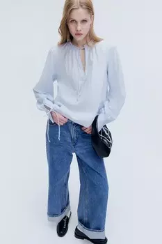 Хлопковая блузка с завязкой H&M, мультиколор
