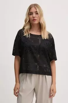 Хлопковая блузка Sandro Ferrone, черный