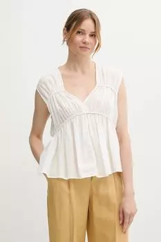 Хлопковая блузка Sisley, белый