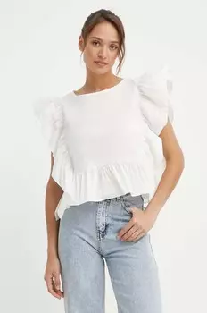 Хлопковая блузка Sisley, бежевый