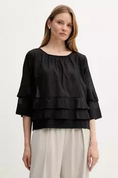 Хлопковая блузка Sisley, черный