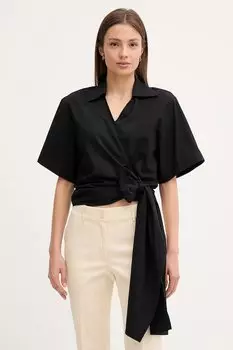 Хлопковая блузка Sisley, черный