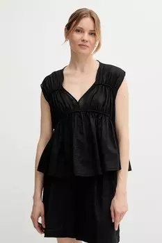 Хлопковая блузка Sisley, черный