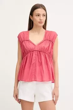 Хлопковая блузка Sisley, розовый