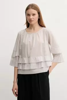 Хлопковая блузка Sisley, серый