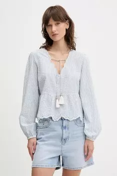 Хлопковая блузка Superdry, синий