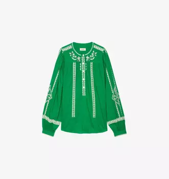 Хлопковая блузка Tigy с цветочной вышивкой Zadig&Voltaire, цвет gazon