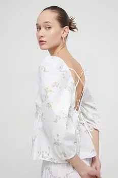 Хлопковая блузка Tommy Jeans, бежевый