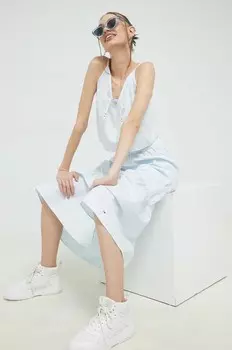 Хлопковая блузка Tommy Jeans, синий