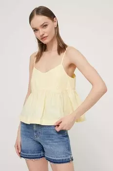 Хлопковая блузка Tommy Jeans, желтый