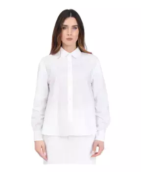 Хлопковая блузка узкого кроя Armani Exchange, белый