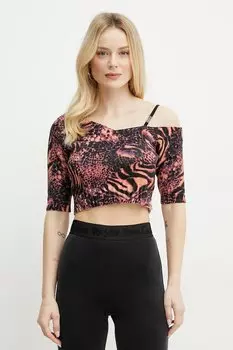 Хлопковая блузка Versace Jeans Couture, оранжевый