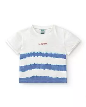 Хлопковая детская футболка экрю с полосками Charanga, светло-бежевый