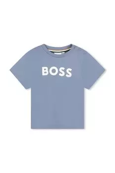 Хлопковая детская футболка Boss, серый