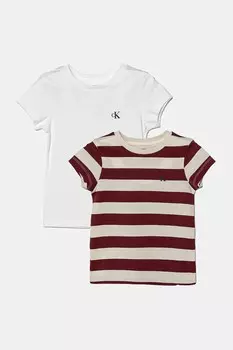 Хлопковая детская футболка Calvin Klein Jeans, 2 шт, красный