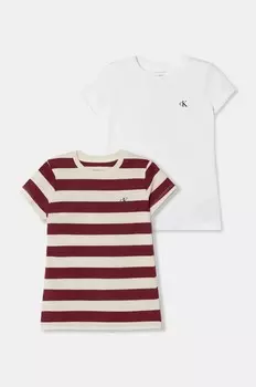 Хлопковая детская футболка Calvin Klein Jeans, 2 шт, красный