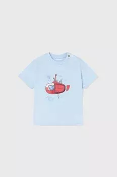 Хлопковая детская футболка Mayoral, синий