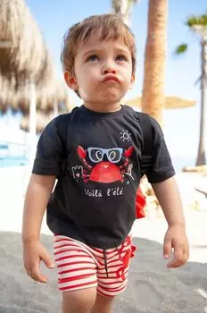 Хлопковая детская футболка Mayoral, темно-синий