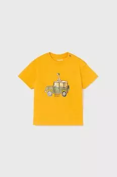 Хлопковая детская футболка Mayoral, желтый