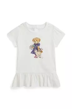 Хлопковая детская футболка Polo Ralph Lauren, белый