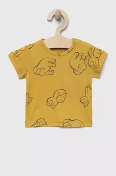 Хлопковая детская футболка United Colors of Benetton, желтый