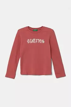 Хлопковая детская кофта с длинными рукавами United Colors Of Benetton, розовый