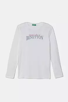 Хлопковая детская кофта с длинными рукавами United Colors Of Benetton, белый