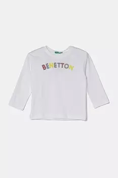 Хлопковая детская кофта с длинными рукавами United Colors Of Benetton, белый