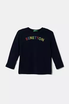 Хлопковая детская кофта с длинными рукавами United Colors Of Benetton, темно-синий
