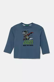 Хлопковая детская кофта с длинными рукавами United Colors Of Benetton, синий