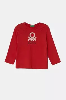 Хлопковая детская кофта с длинными рукавами United Colors Of Benetton, красный