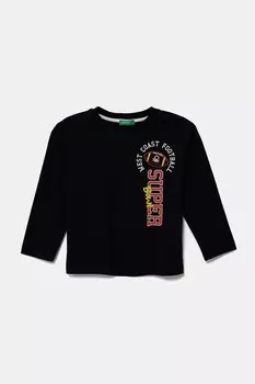 Хлопковая детская кофта с длинными рукавами United Colors Of Benetton, темно-синий