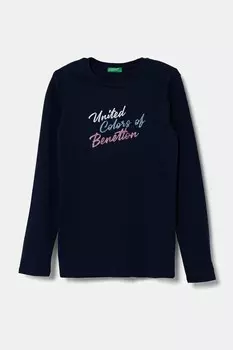 Хлопковая детская кофта с длинными рукавами United Colors Of Benetton, темно-синий
