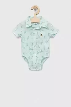 Хлопковая детская рубашка GAP, бирюзовый