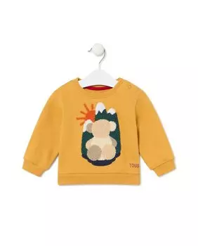 Хлопковая детская толстовка с махровой вставкой по центру Tous, горчичный